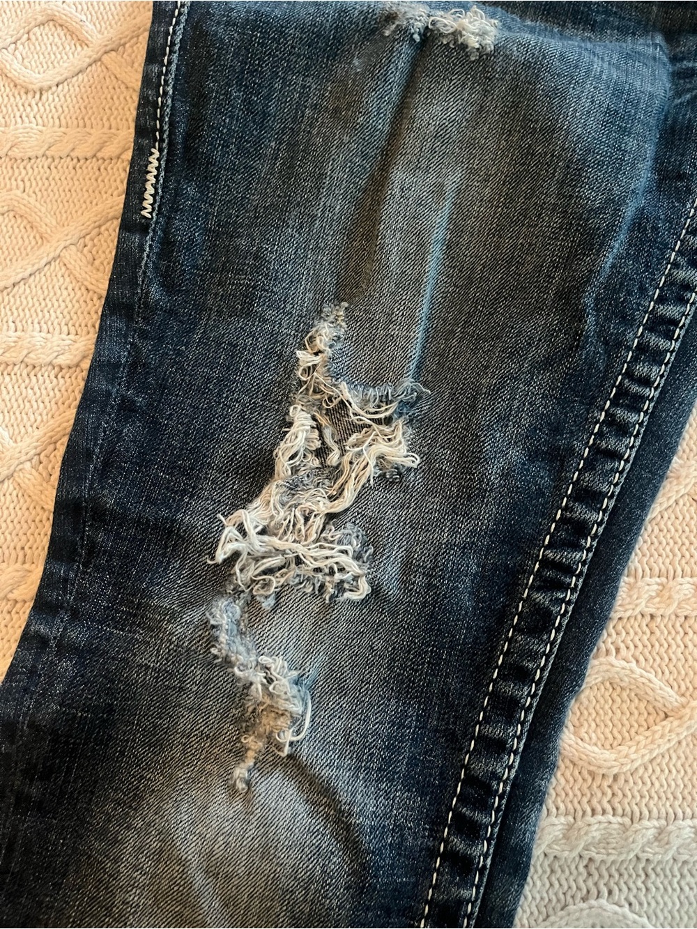 Vigoss Dark Blue Distressed Women’s Skinny Cropped Jeans Size 29 - Picture 10 of 16
